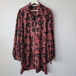 Eloquii womens Tunic top size 16  Elements Red Black Animal Print High Low